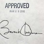 President Obama's signatureâhe used twenty pens to sign the bill.